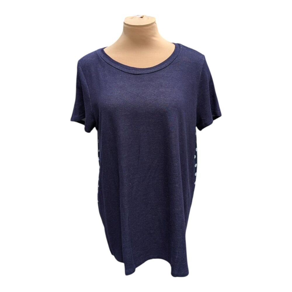 Papermoon Marisol Polka Dot Blouse Top Navy Blue White Women's XL Casual T-shirt